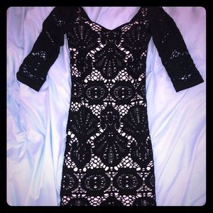 Black & white lace stretchy dress